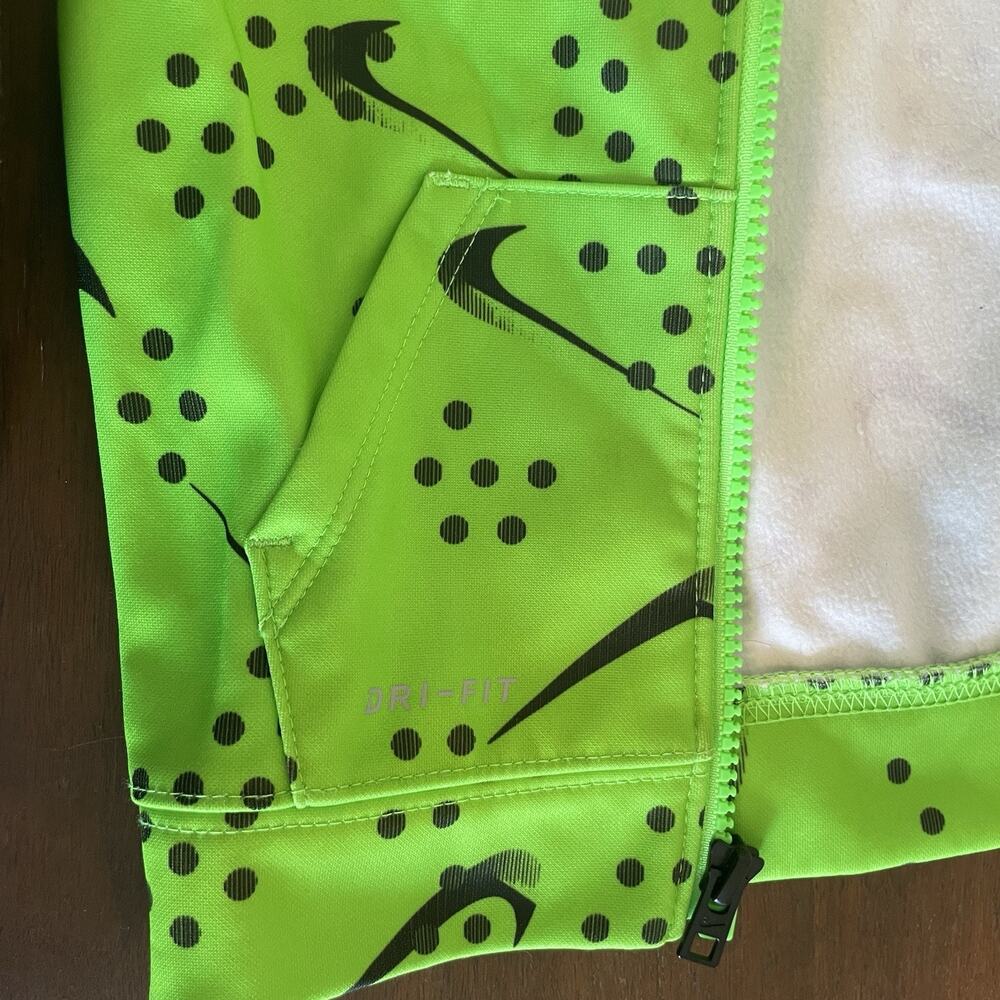 Nike Therma All Over Print Zip Up Hoodie Jacket 24m 24 Months Green Black Sport - Picture 5 of 9
